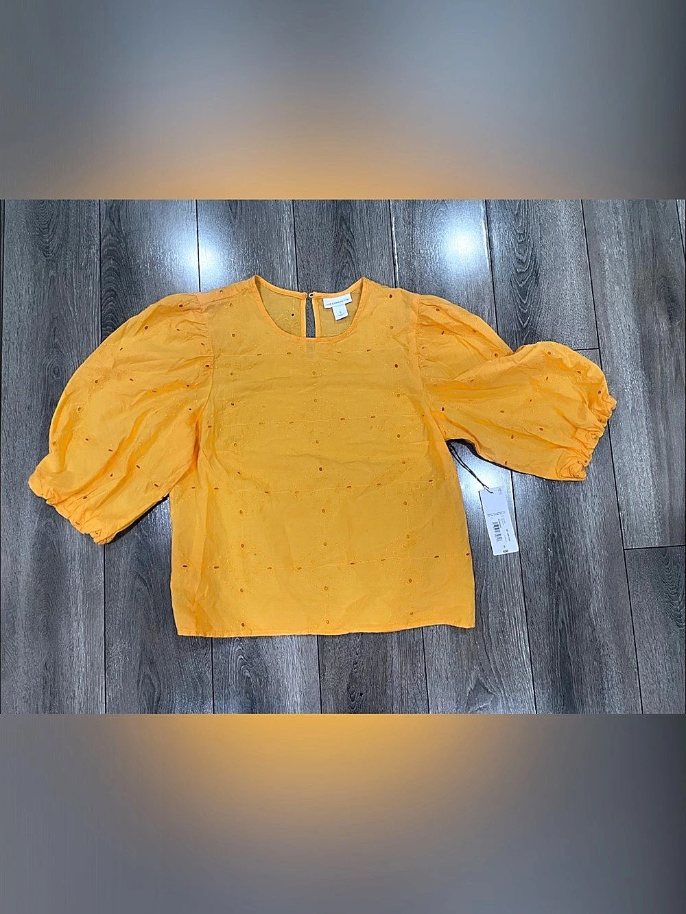 Liz Claiborne Embroidered Floral Cotton Blouse in Yellow Size Small NWT